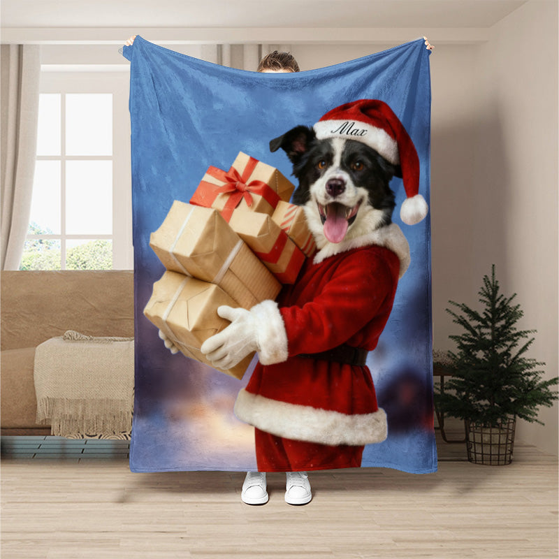 Custom Christmas Pet Art Portrait Blanket | for Pet Lover