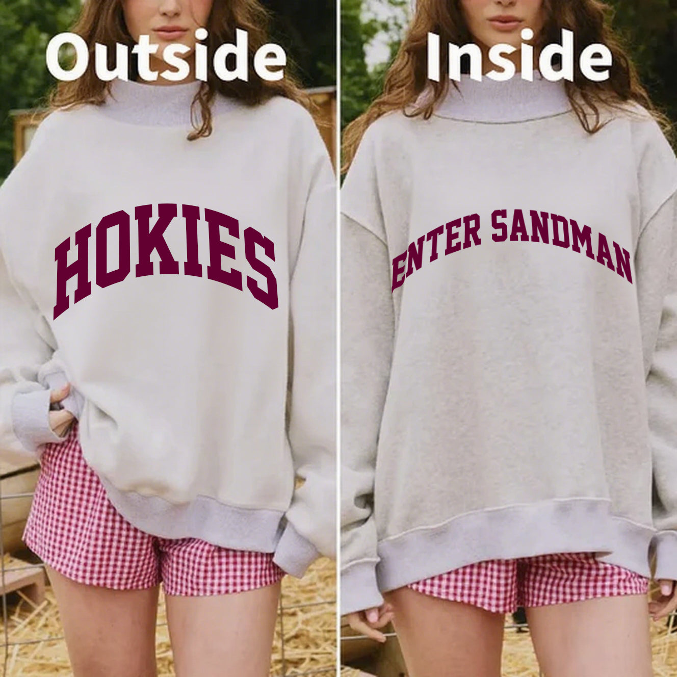 Hokies/Enter Sandman Game Day Mock Neck Reversible Sweatshirt