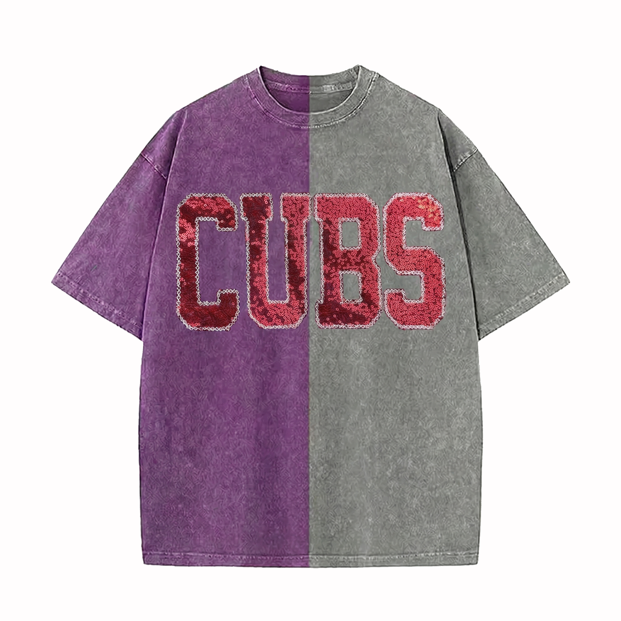 Personalized Sequin Applique Mascot Team Name Game Day Two Tone Washed T-shirt | Gifts for Sports Mom