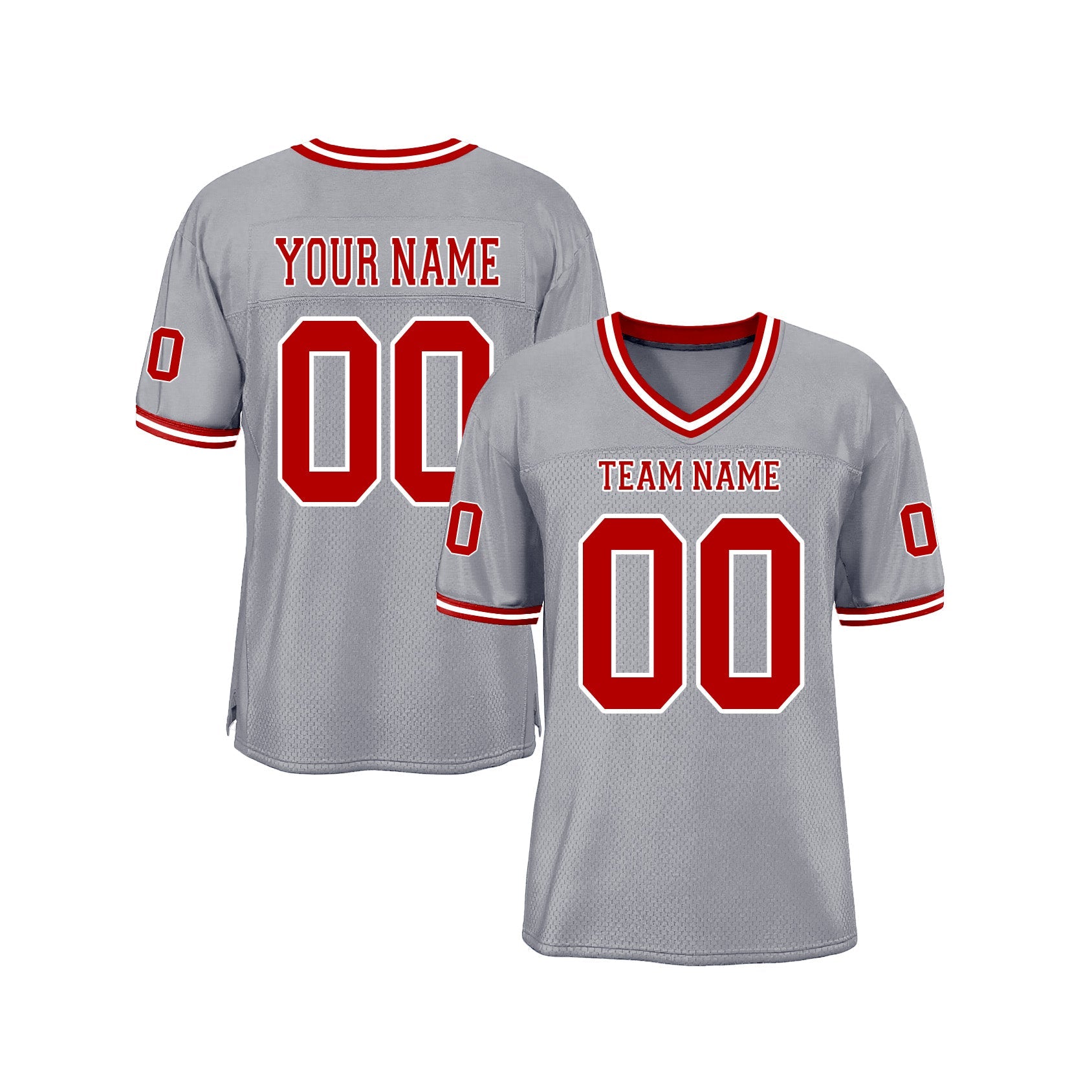 Custom Gray Red-White Mesh Throwback Classic Style Authentic Sports Football Jersey