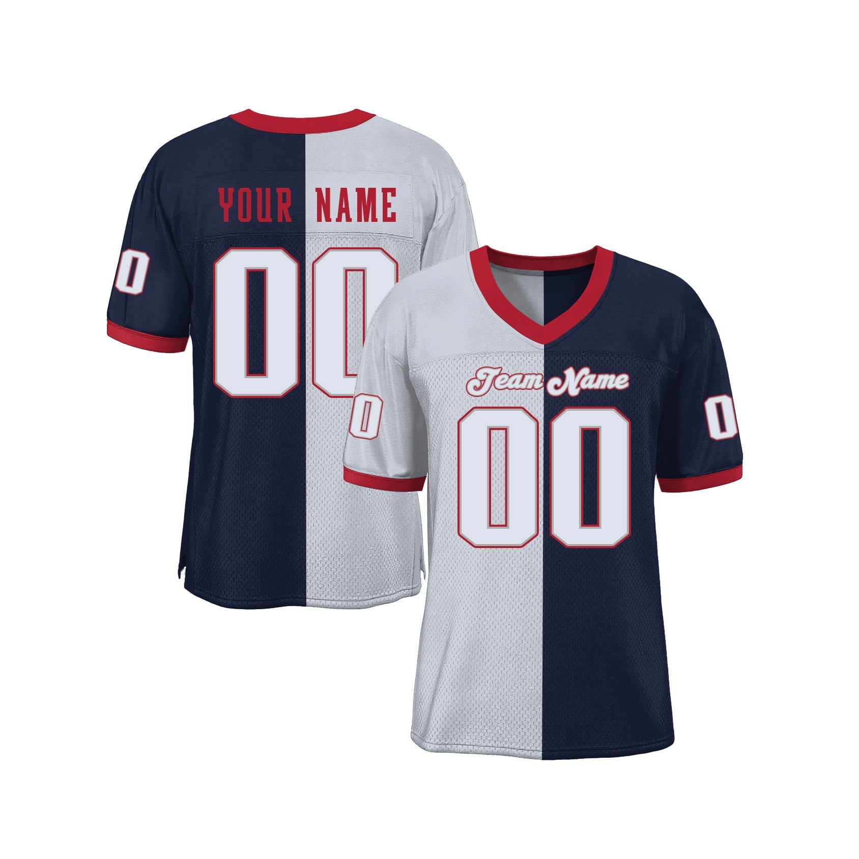 Custom Navy White-Scarlet Mesh Split Fashion Classic Style Authentic Sports Football Jersey