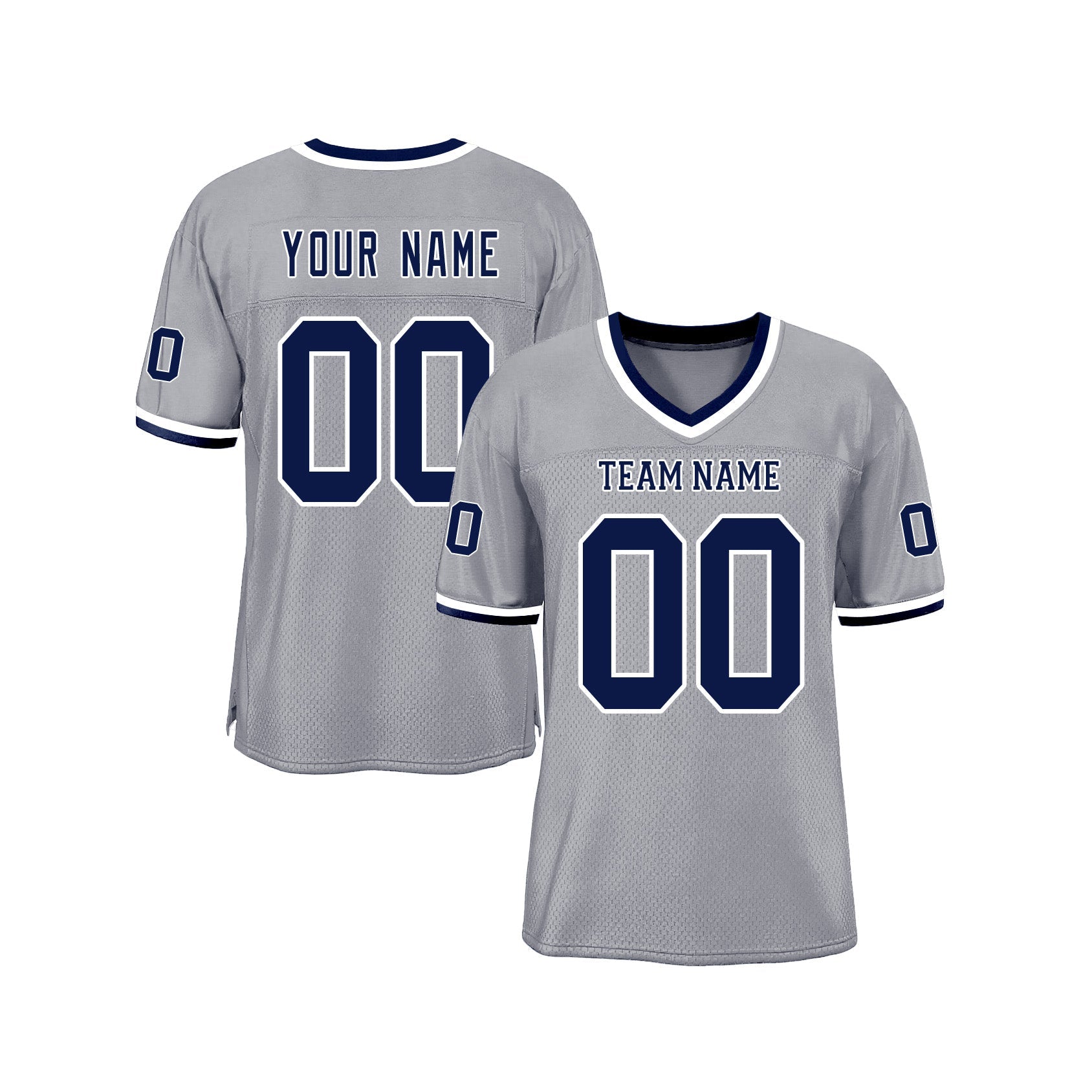 Custom Gray Navy-White Mesh Throwback Classic Style Authentic Sports Football Jersey