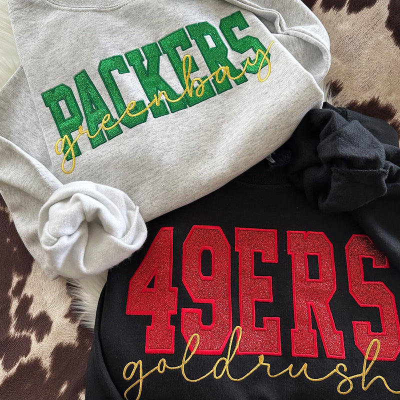 Personalized Embroidered Glitter Sports Team Sweatshirt | Gifts for Sports Mom