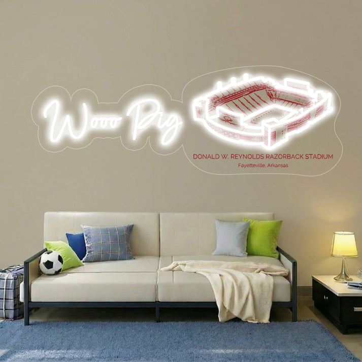 Donald W. Reynolds Razorback Stadium LED Neon Light | Game Day, Christmas for Sports Fans