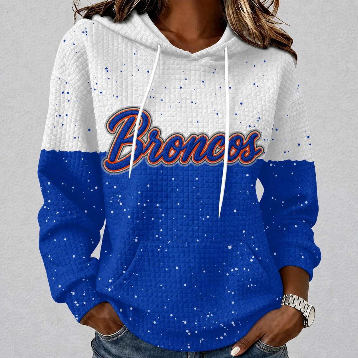Boise State Broncos Waffle Hoodie Game Day Spirit Pullover