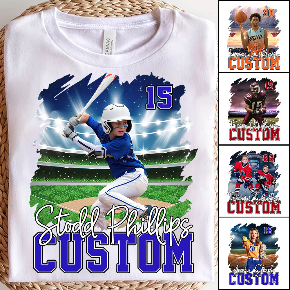 Custom Photo Baseball Player And Team Name Sports T-shirt/Sweatshirt