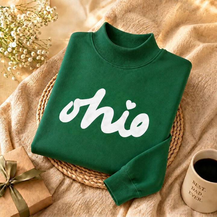 Custom Oversized Print Polka Dot Mockneck Pullover |Heat Transfer Vintage Graphic Half-Turtleneck Sweatshirt for Women Men