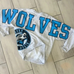 Retro Varsity Crewneck Sweatshirt, Vintage School Spirit Pullover, Oversized Casual Top