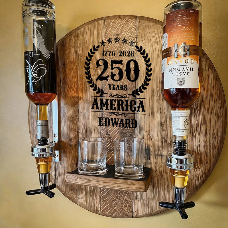 250th Anniversary America Custom Wall-Mounted Liquor Dispenser, Royal Vintage 4th of July Gift | USA 250th Anniversary Gift