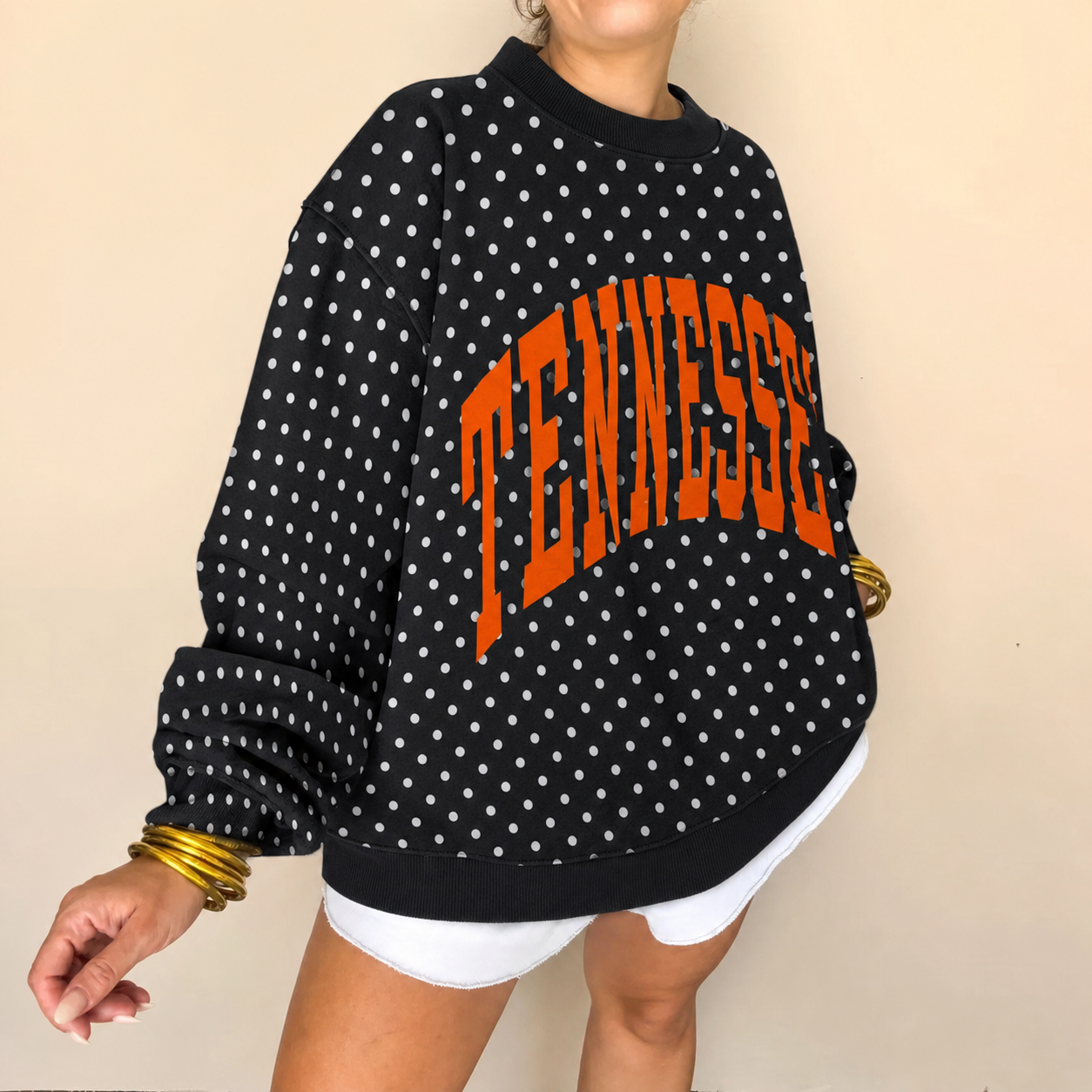 Custom College Team Name Stand-up Collar Polka Dot Sweatshirt | Sports Gifts