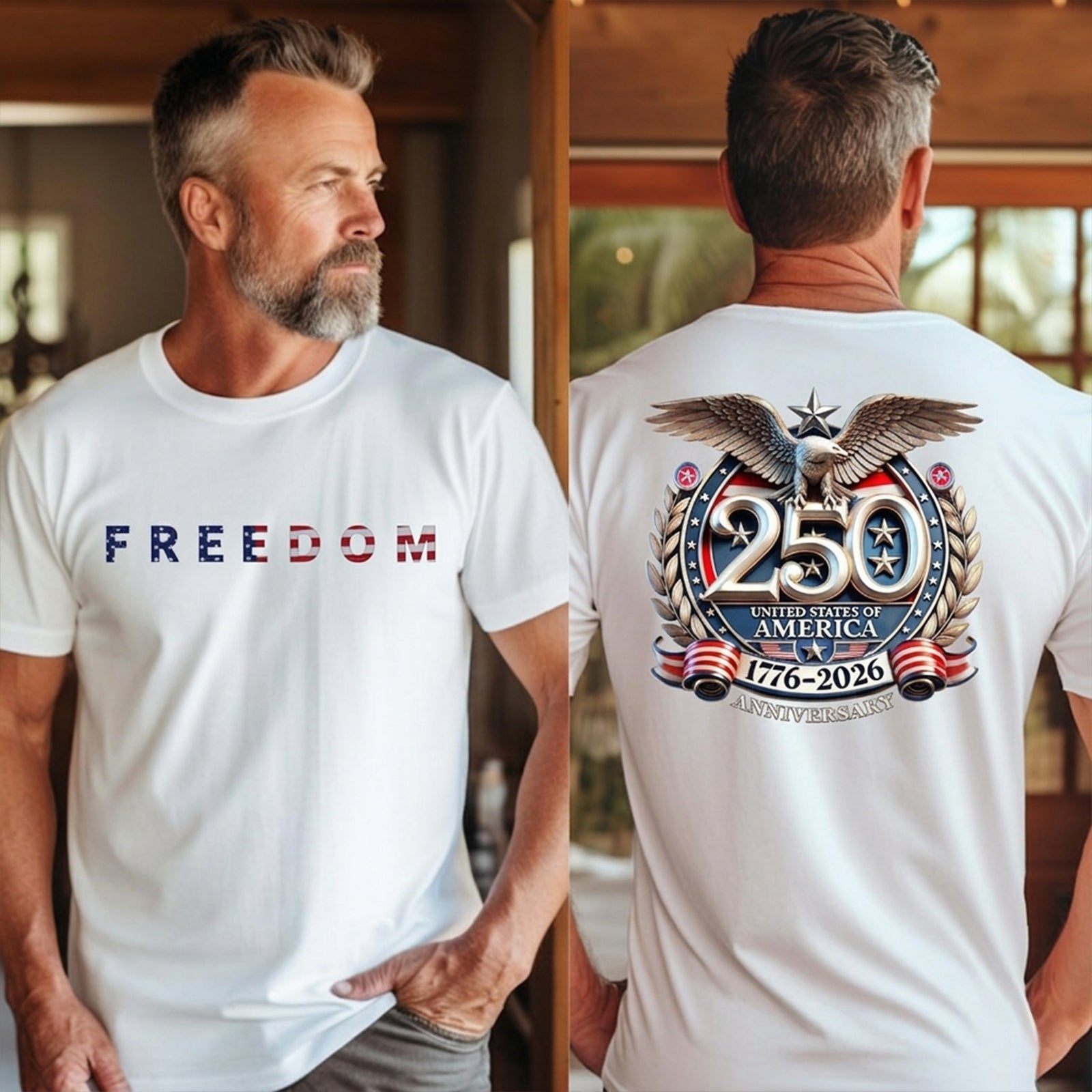 Freedom 250th Anniversary Shirt - USA 250 Years Independence 1776-2026 Patriotic Eagle Emblem T-Shirt, Sweatshirt & Hoodie