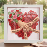 "Carnation"-Personalized Mom Holding Hands Memorial Shadow Box-Mother's Day Remembrance Frame, In Loving Memory Gift