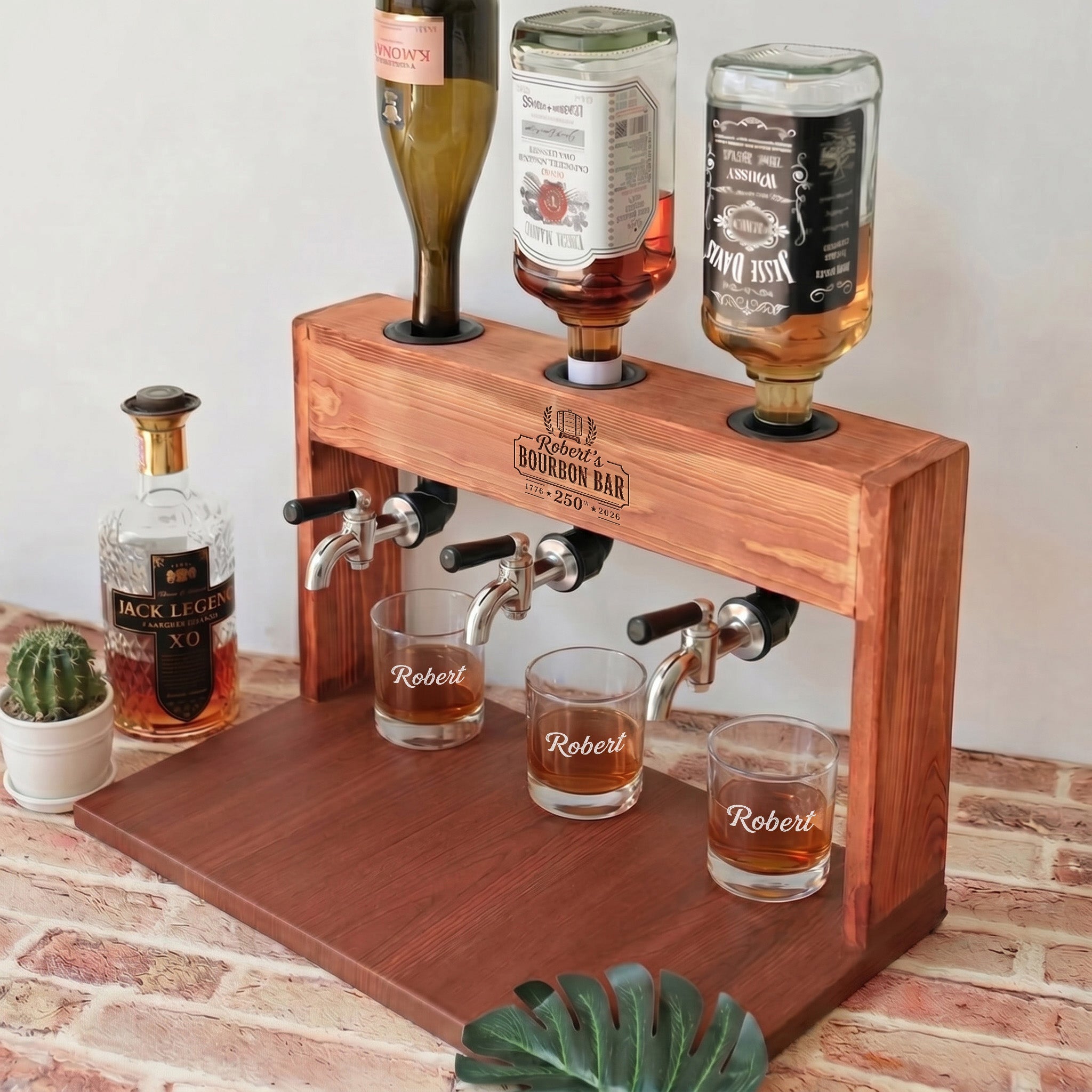 Personalized Whiskey Dispenser Set with Custom Engraved Glasses – USA 250th 1776-2026 Gift Custom Your Name | USA 250th Anniversary Gift
