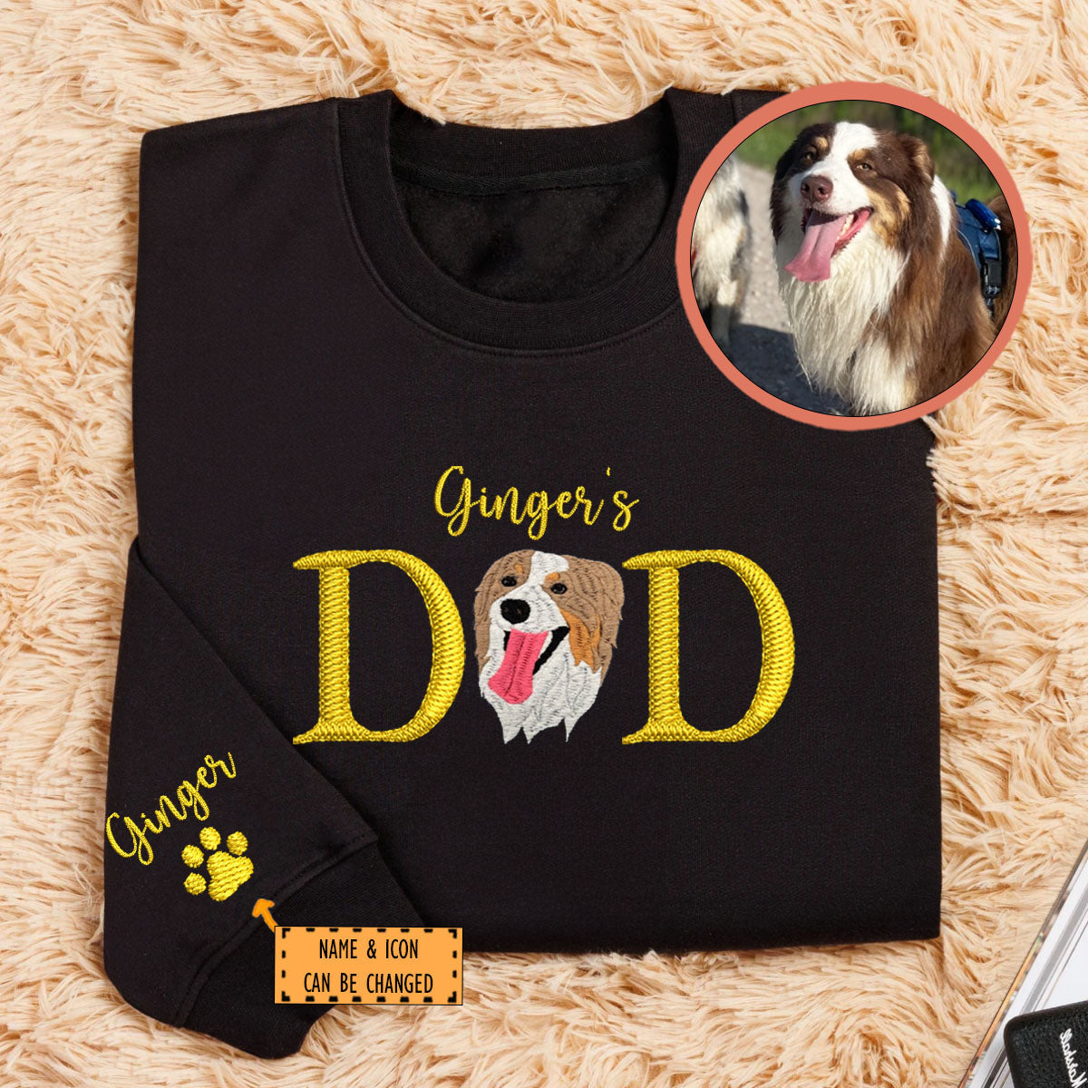 Custom Pet Dad With Pet Name Embroidered Sweatshirt | Gift For Pet Lovers