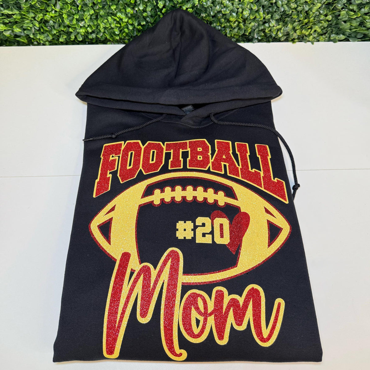 Custom Football Glitter Mom T-shirt/Hoodie Football Girlfriend Football Sister Sweatshirt with Name Photo Number