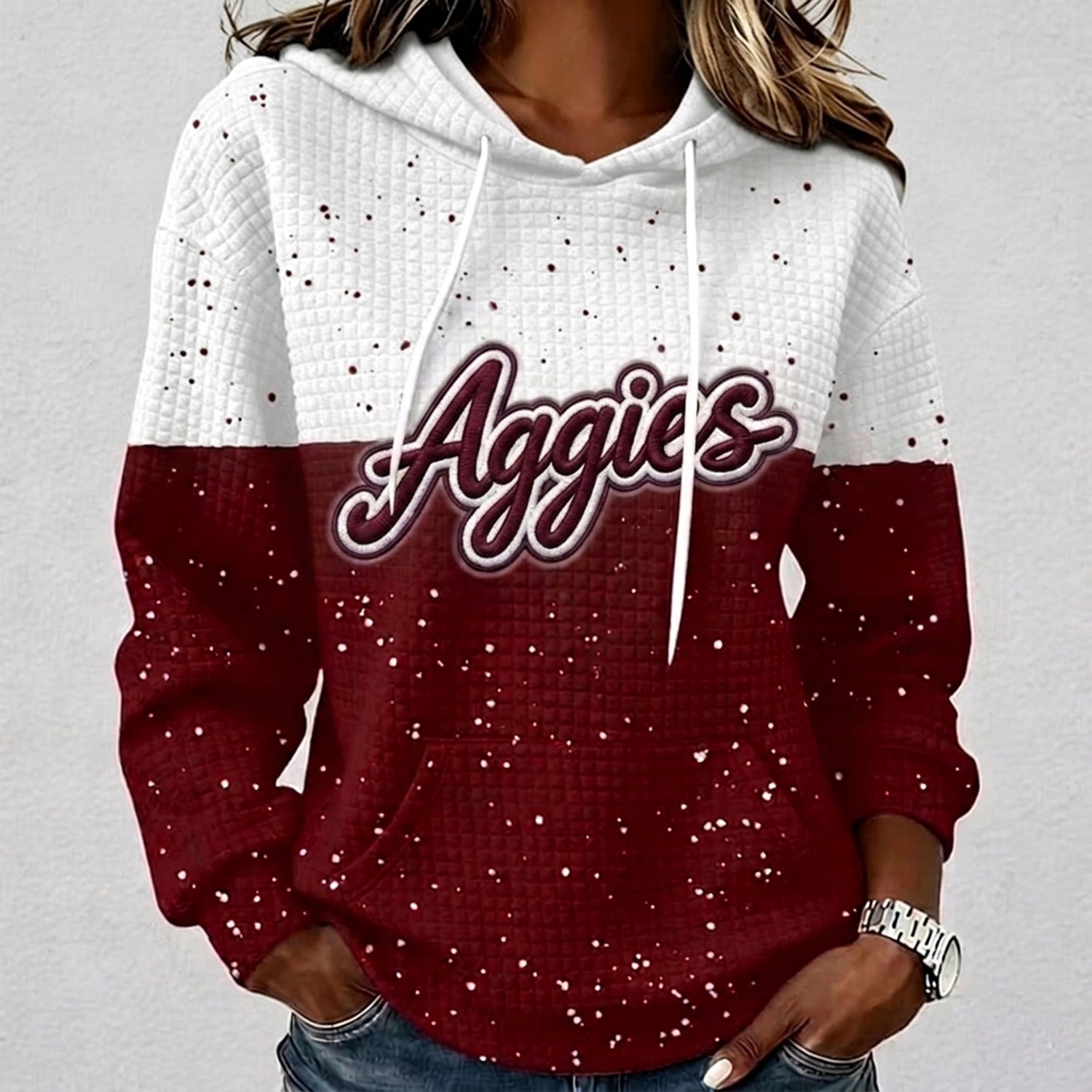 Texas A&M Aggies Waffle Hoodie Game Day Spirit Pullover