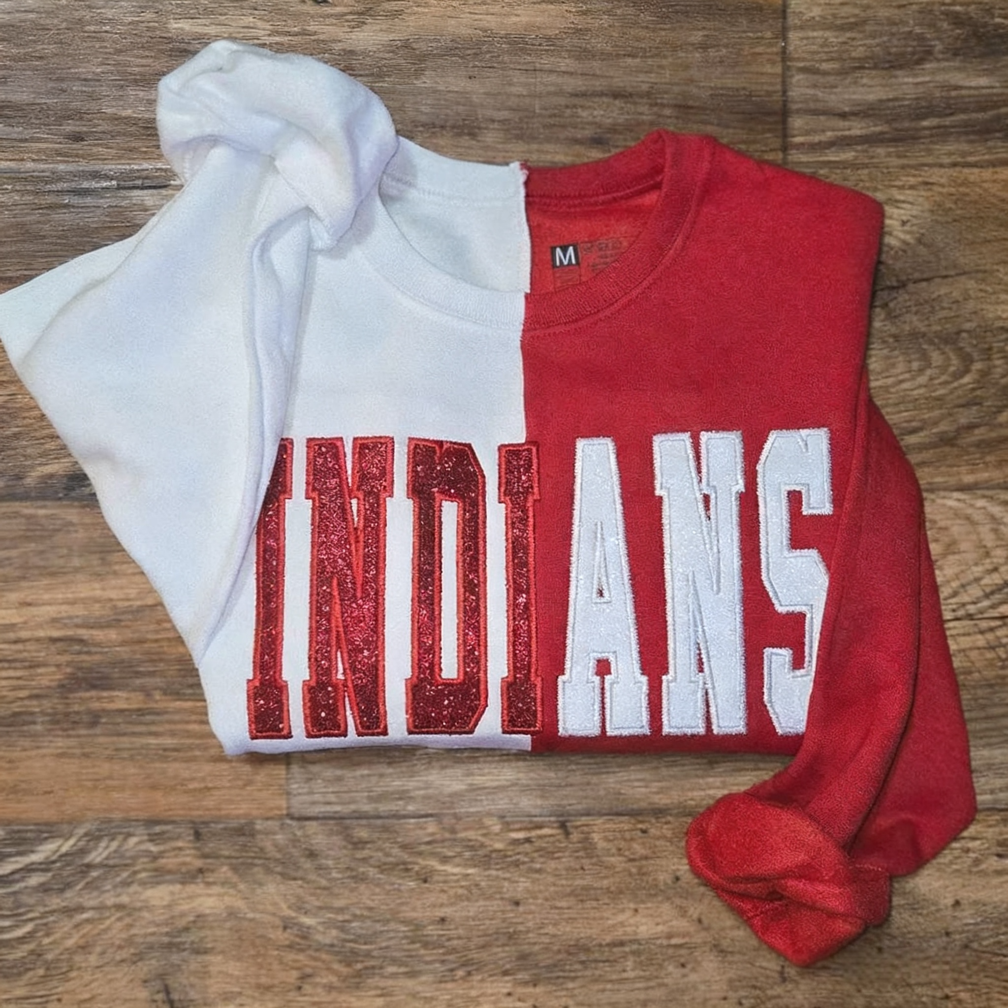 Custom Glitter Embroidered Two Tone Sweatshirt Team For Game Day