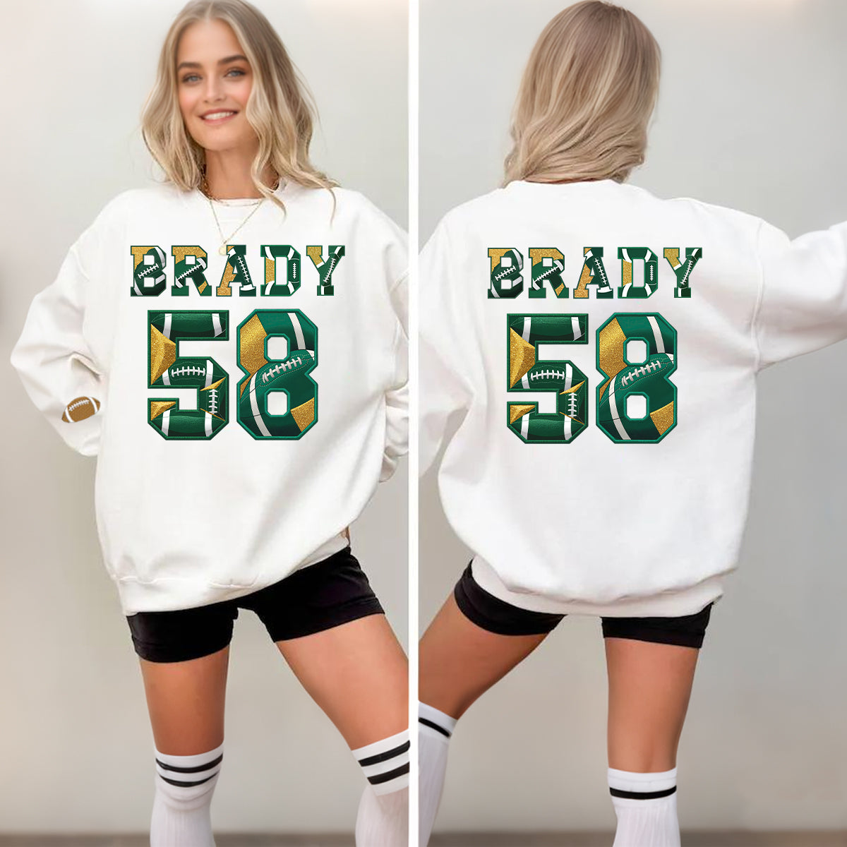Personalized Football-Themed Sweatshirt with Custom Number/Letter | Gifts for Sports Mom