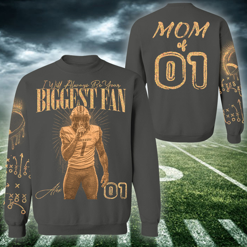 I'll Always Be Your Biggest Fan Personalized Bleach Style Football Shirt For Football Mom Vr2 Na02 | Gifts for Sports Mom