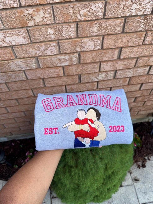 Custom Grandma Embroidered Sweatshirt – Personalized Grandma Gift, Holiday Gift Idea | Mother's Day Gift