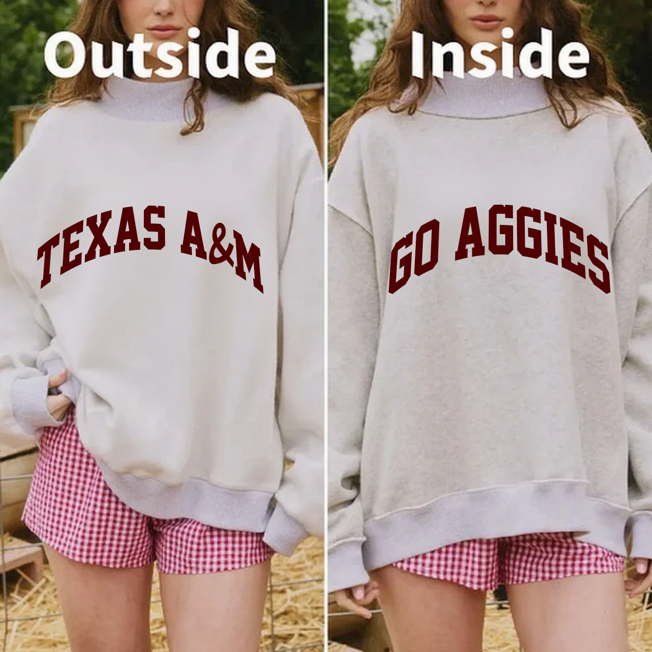 Texas A&M/GO AGGIES Game Day Mock Neck Reversible Sweatshirt