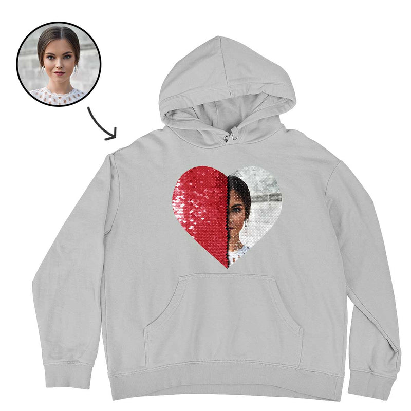 Custom Photo Flip Sequin T-Shirt (Heart) Mother's Day Gift