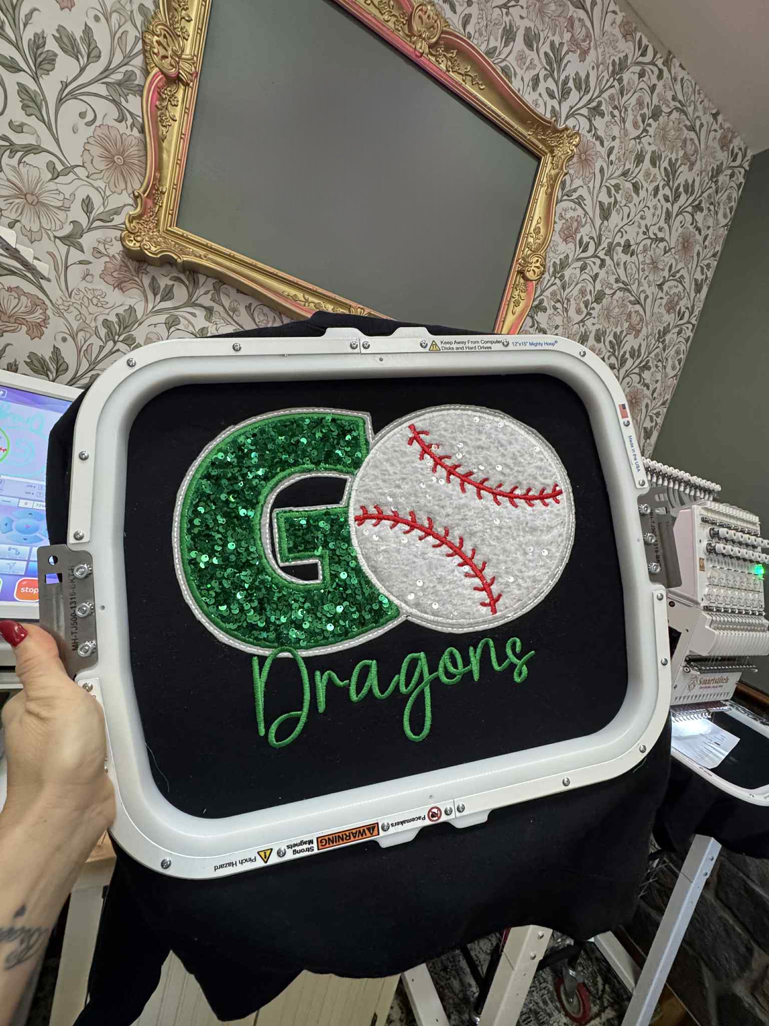 Custom Game Day Baseball Sweatshirt – Sequin Varsity Letter | Gifts for Sports Mom