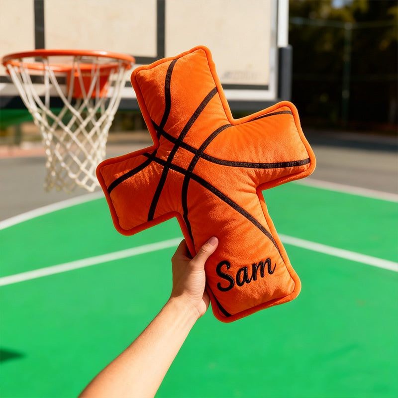 Personalized 3d Printed Basketball Cross Pillow, A Christian Sports Gift.