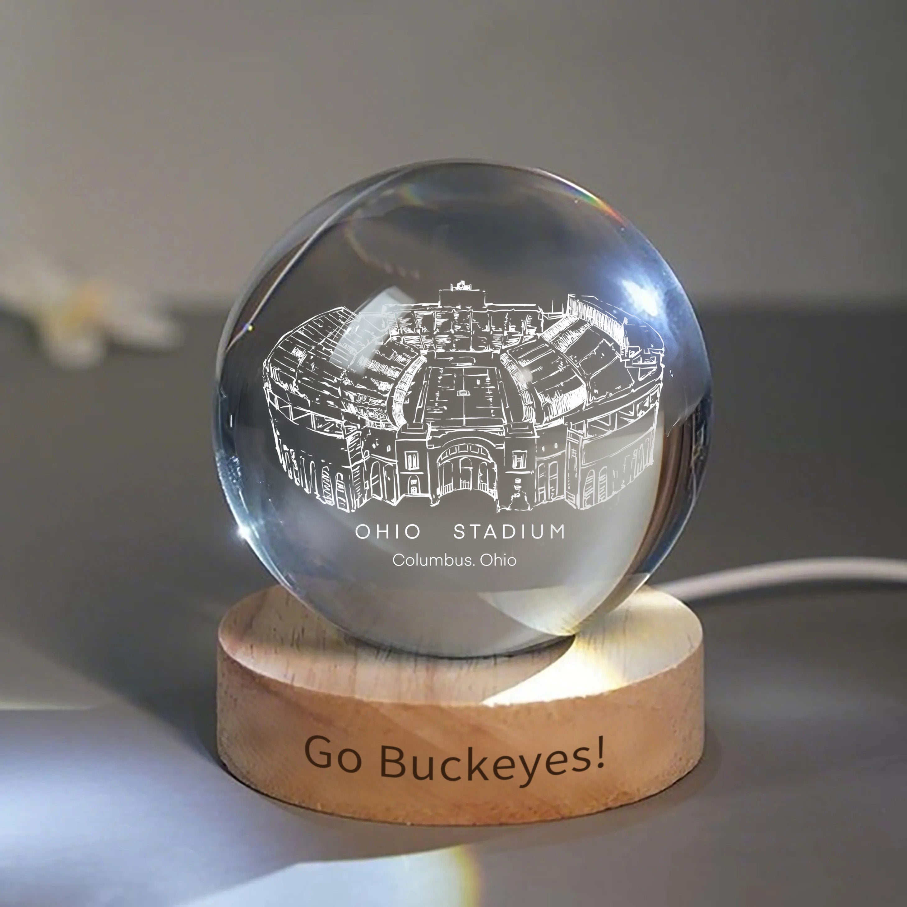 Ohio Stadium 3D Spherical Crystal Ball Lamp | Game Day, Christmas for Sports Fans