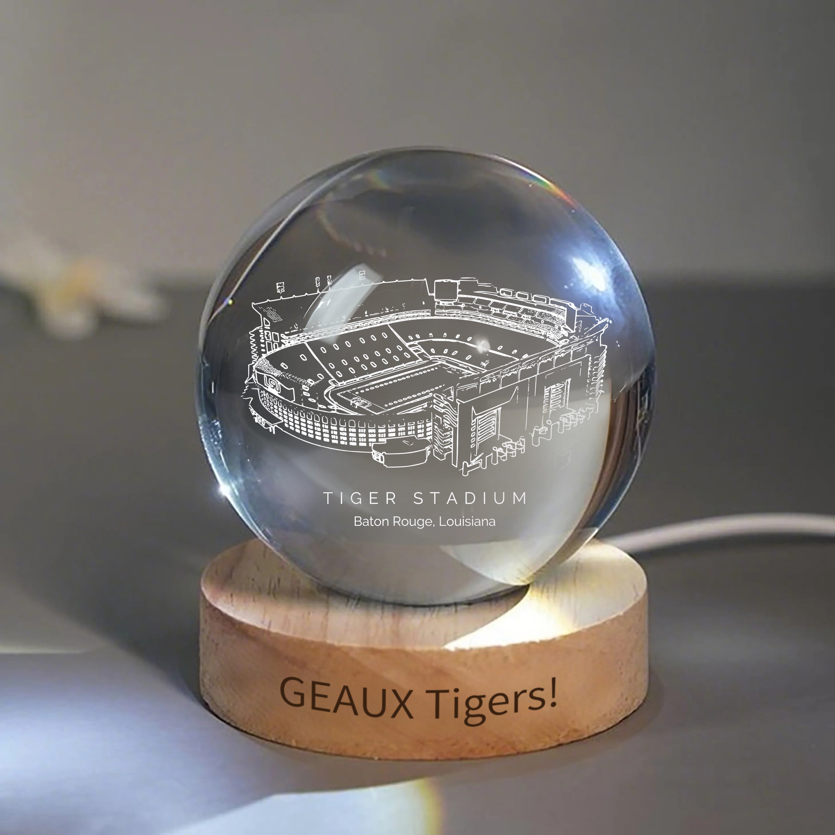 Tiger Stadium 3D Spherical Crystal Ball Lamp | Game Day, Christmas for Sports Fans