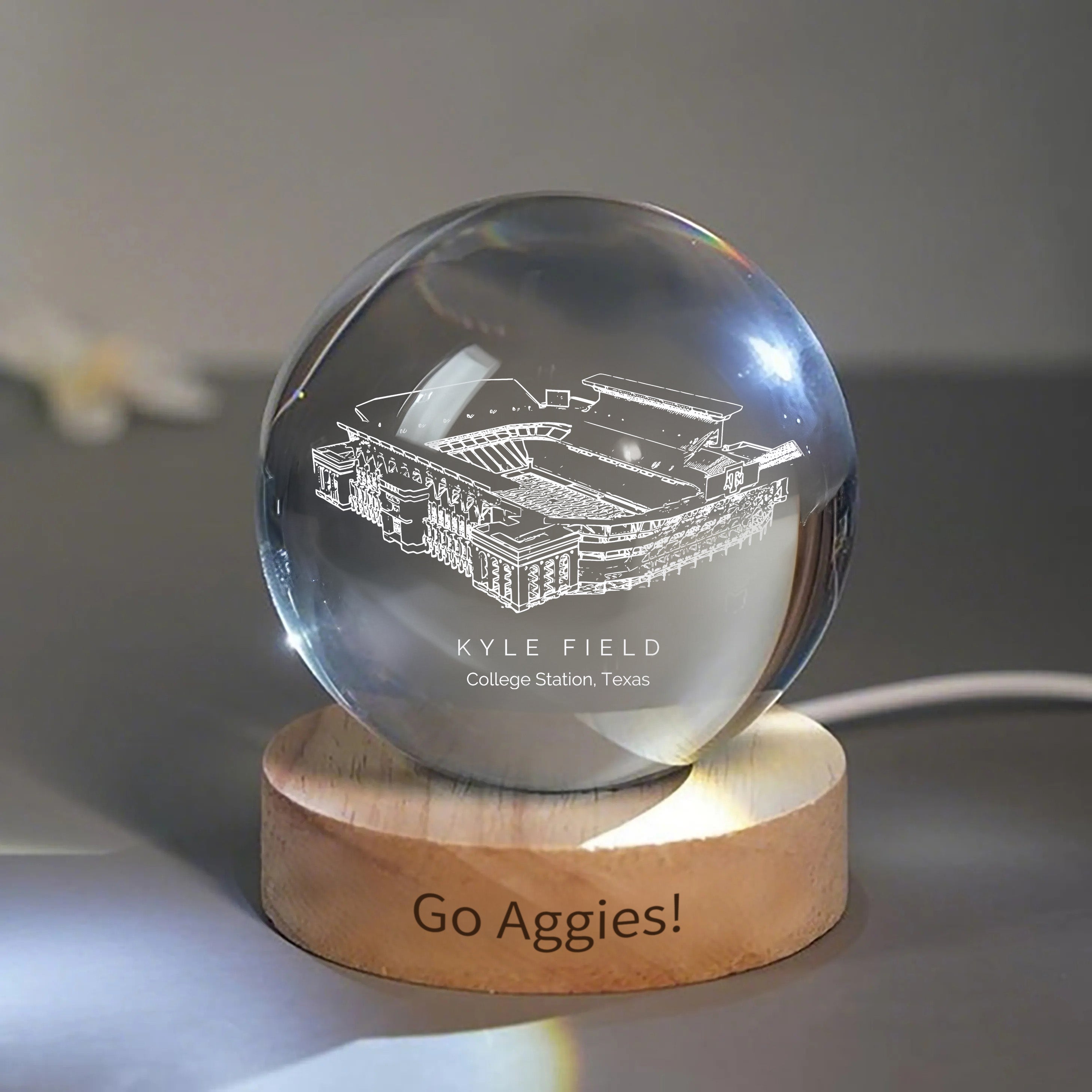 Kyle Stadium 3D Spherical Crystal Ball Lamp | Game Day, Christmas for Sports Fans