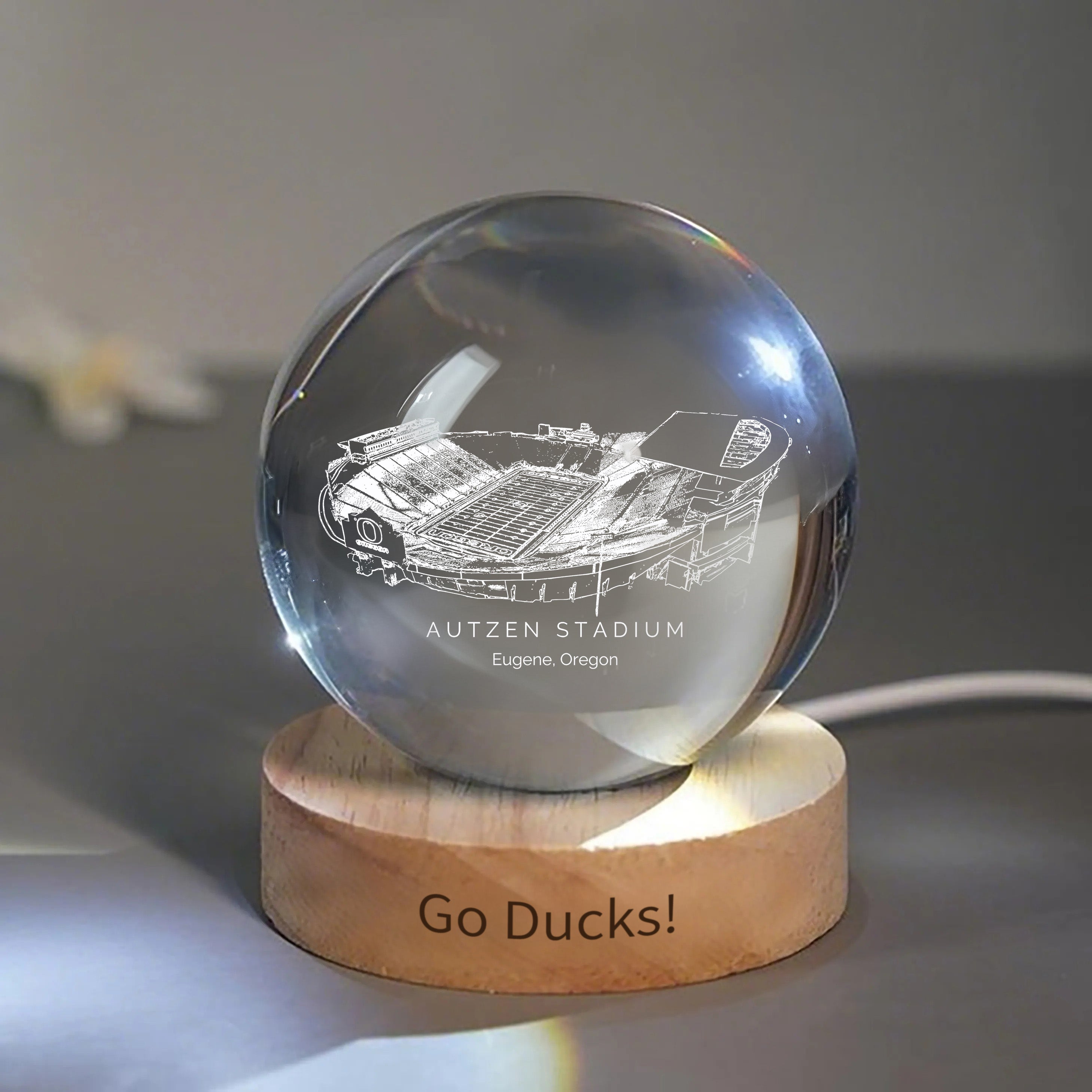 Autzen Stadium 3D Spherical Crystal Ball Lamp | Game Day, Christmas for Sports Fans