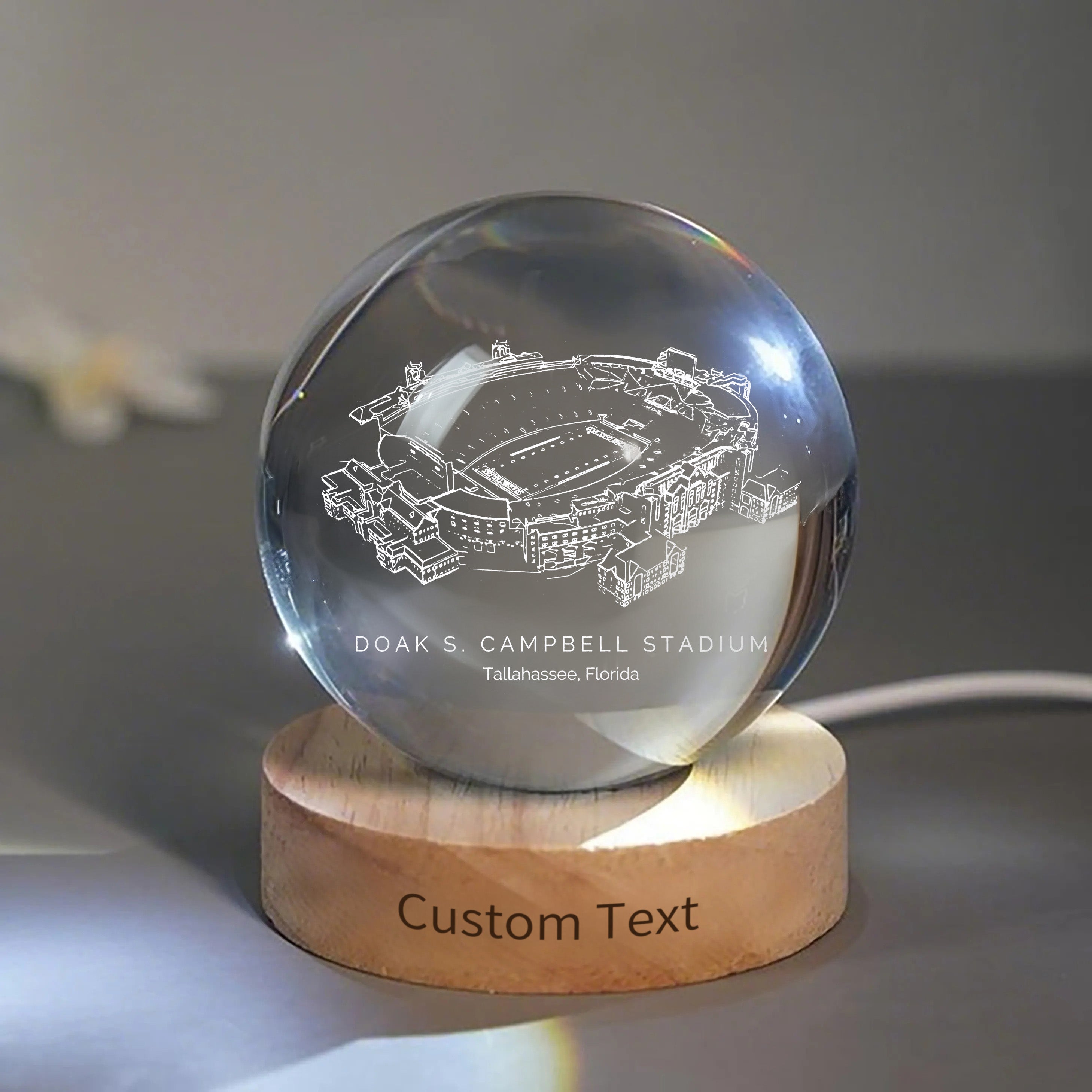 Doak Campbell Stadium 3D Spherical Crystal Ball Lamp | Game Day, Christmas for Sports Fans
