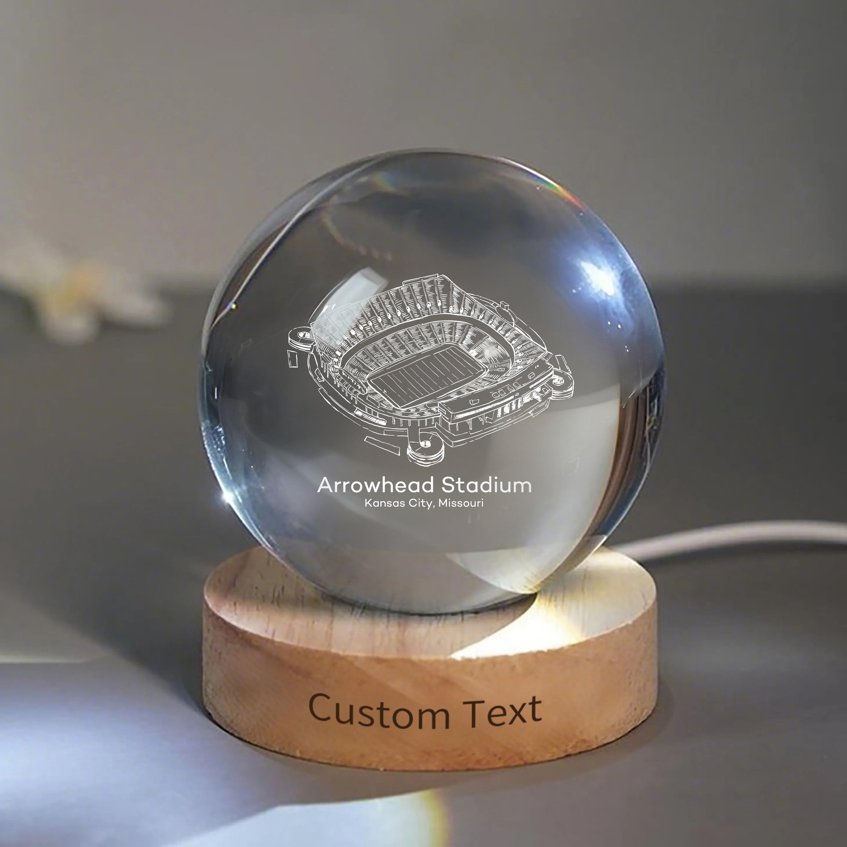 Arrowhead Stadium 3D Spherical Crystal Ball Lamp | Game Day, Christmas for Sports Fans