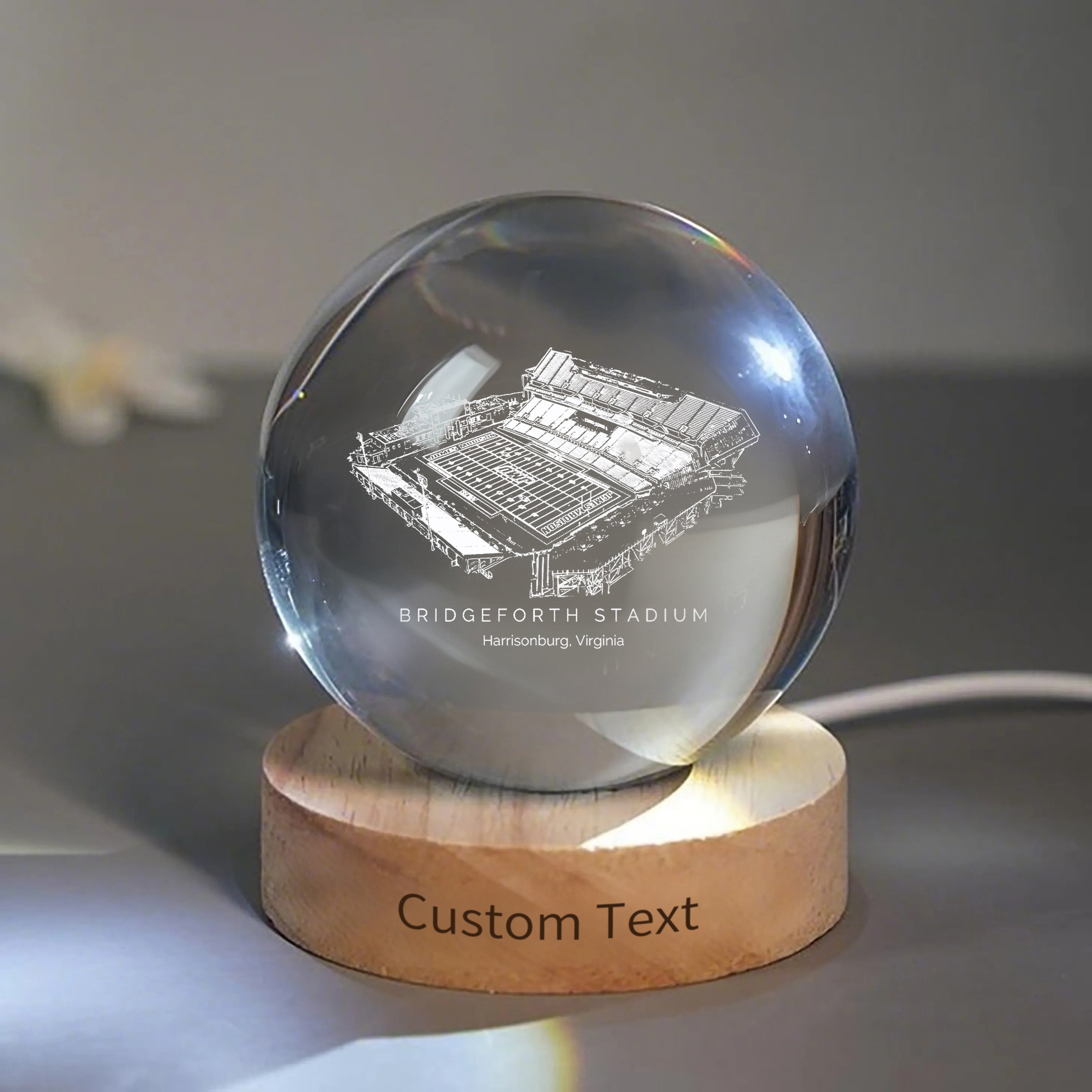 Bridgeforth Stadium 3D Spherical Crystal Ball Lamp | Game Day, Christmas for Sports Fans