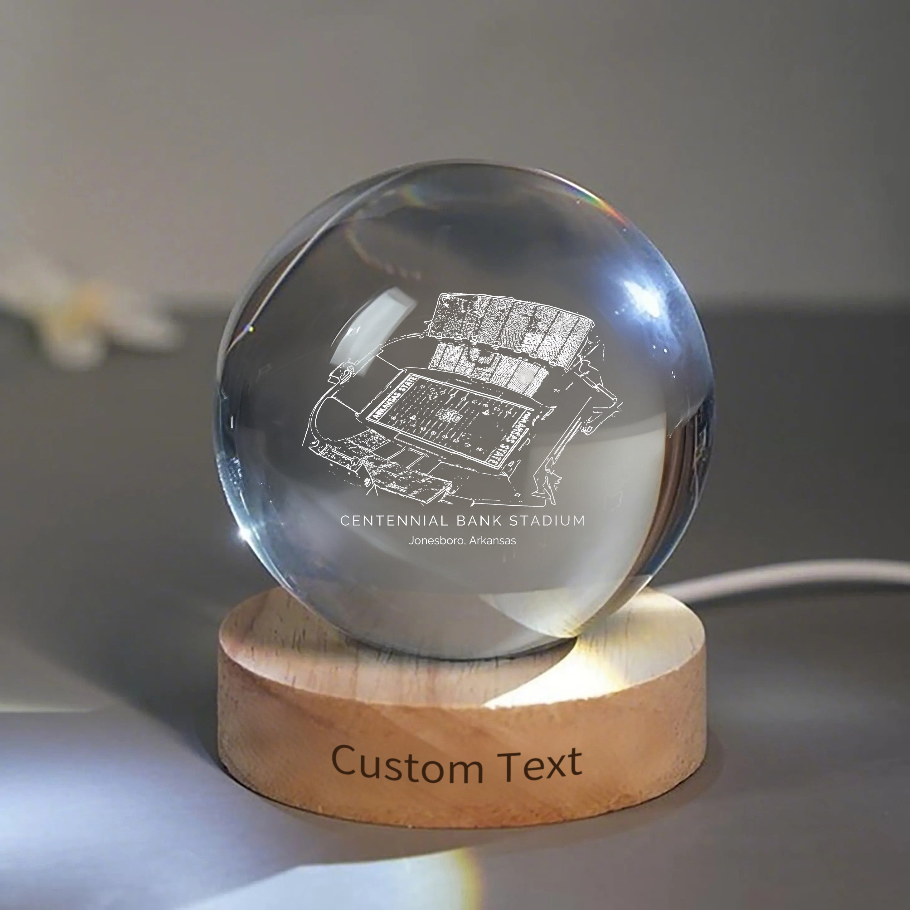 Centennial Bank Stadium 3D Spherical Crystal Ball Lamp | Game Day, Christmas for Sports Fans