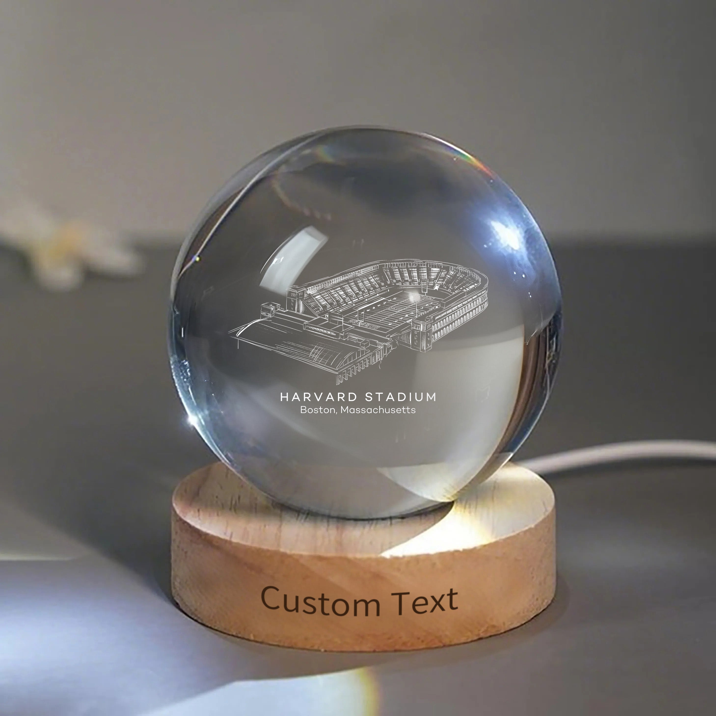 Harvard Stadium 3D Spherical Crystal Ball Lamp | Game Day, Christmas for Sports Fans