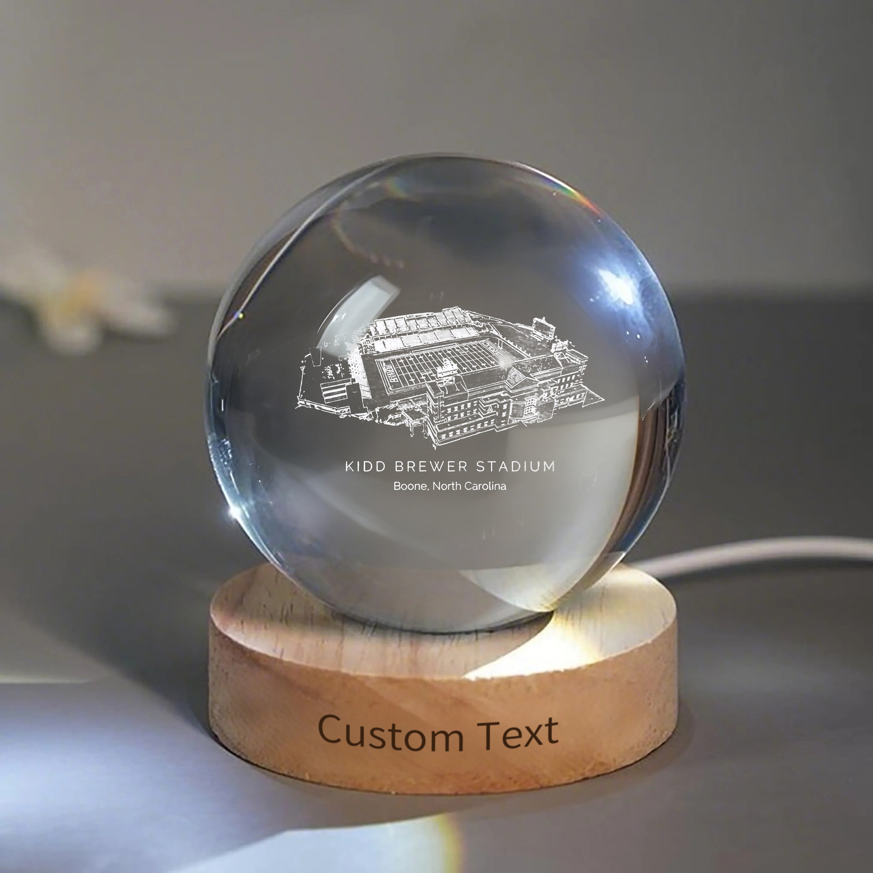 Kidd Brewer Stadium 3D Spherical Crystal Ball Lamp | Game Day, Christmas for Sports Fans