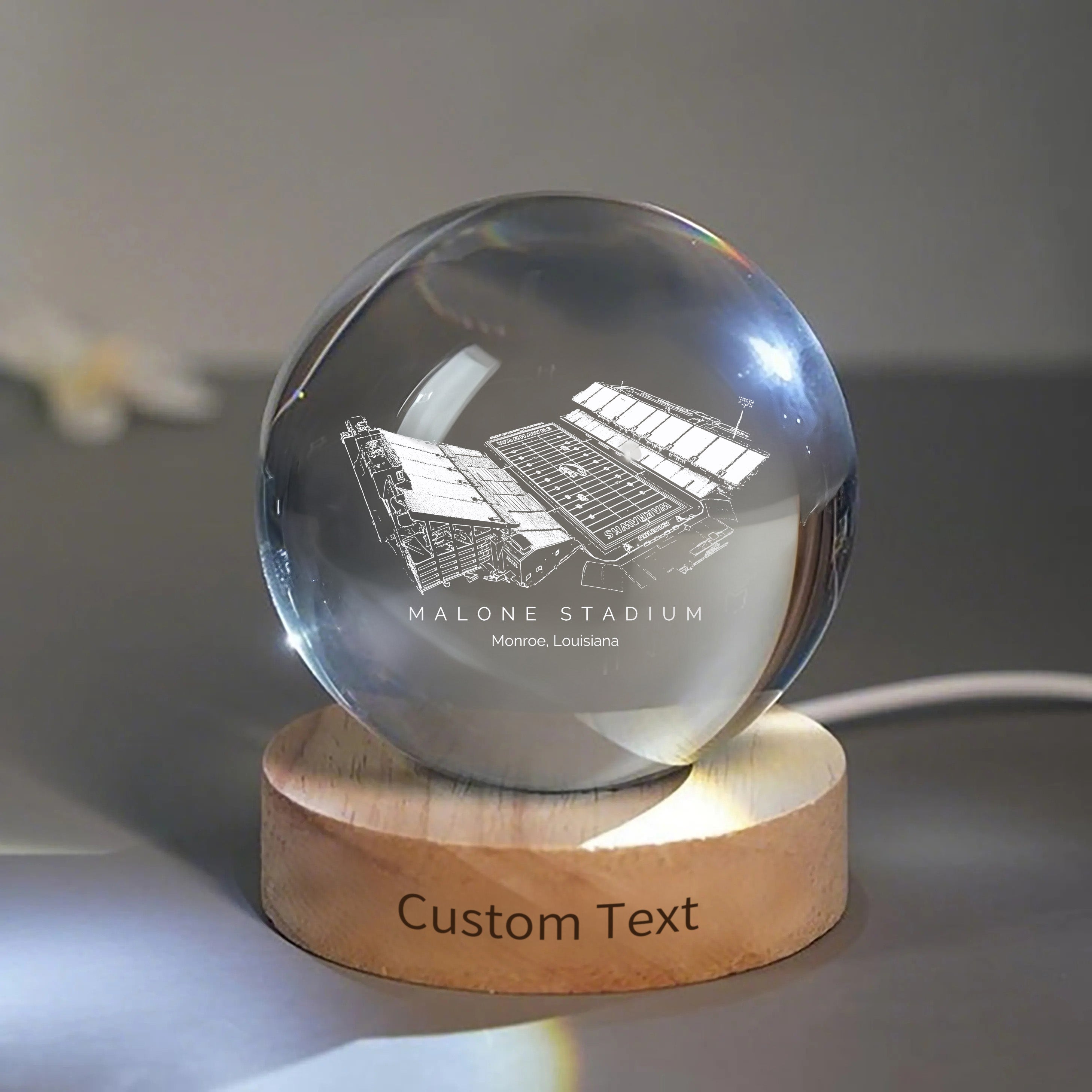 Malone Stadium 3D Spherical Crystal Ball Lamp | Game Day, Christmas for Sports Fans