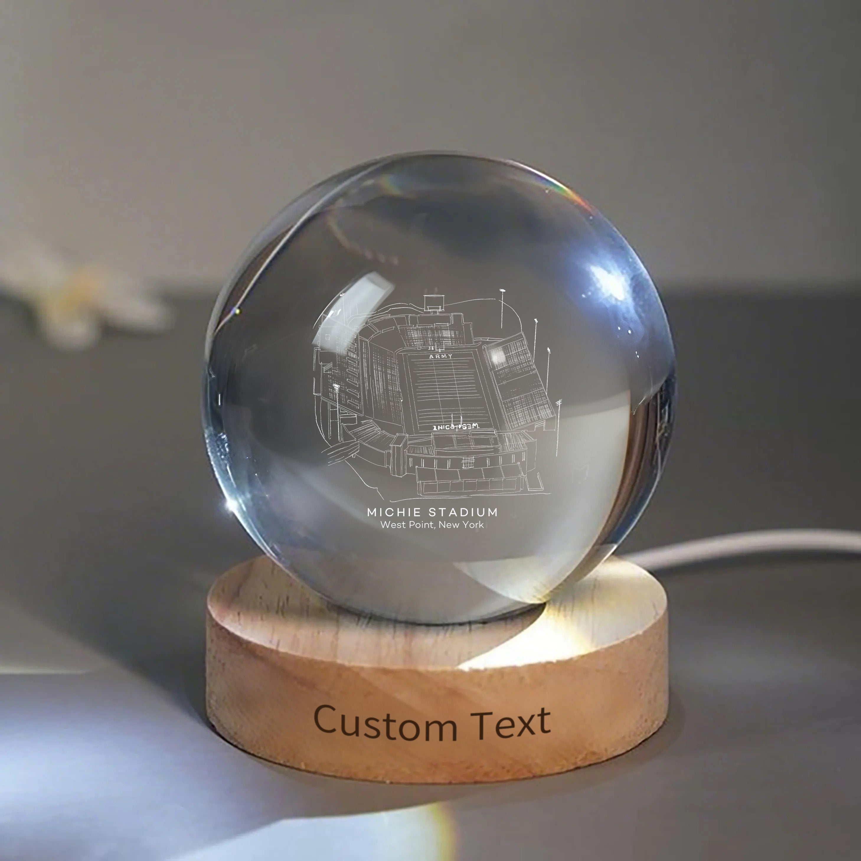 Michie Stadium 3D Spherical Crystal Ball Lamp | Game Day, Christmas for Sports Fans