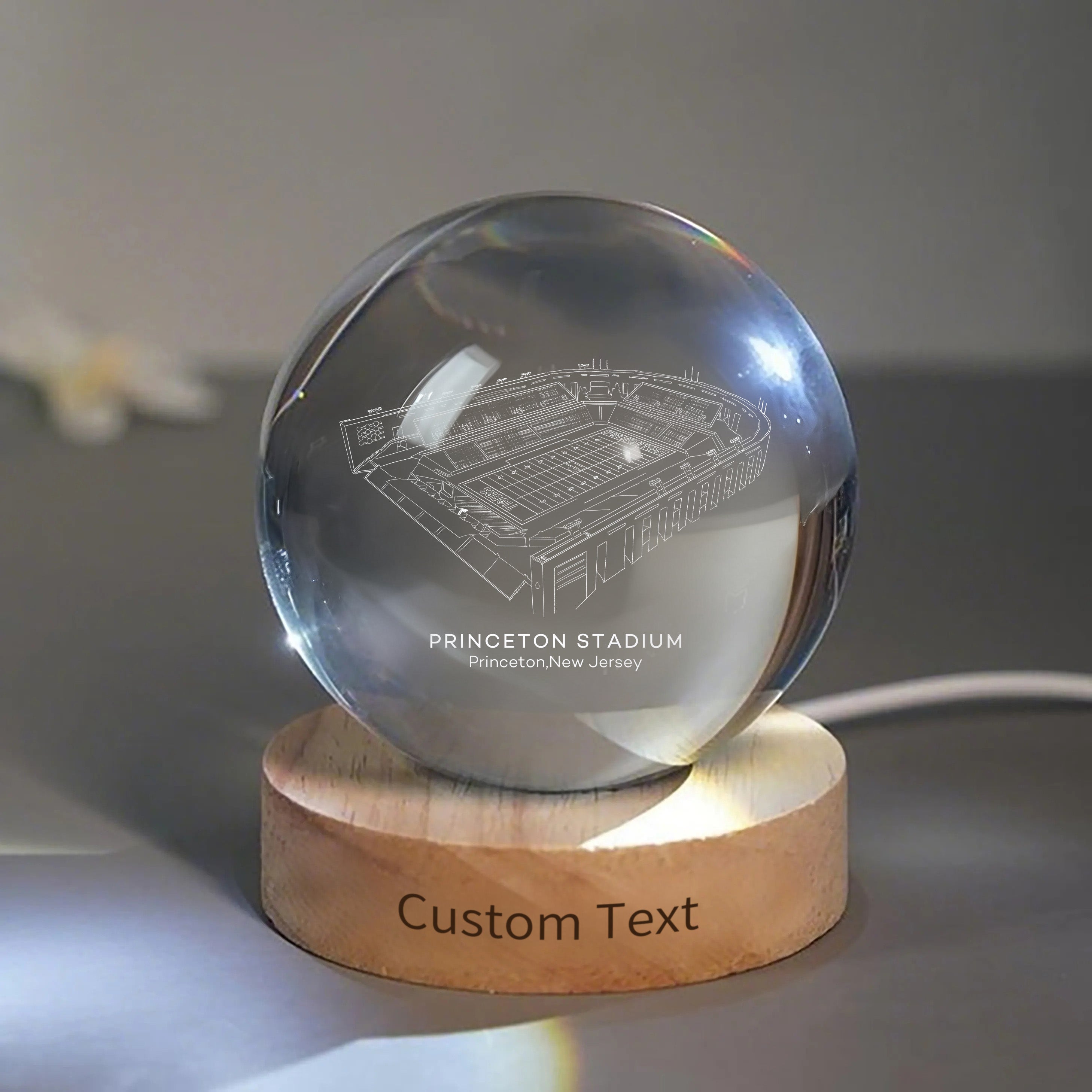 Princeton Stadium 3D Spherical Crystal Ball Lamp | Game Day, Christmas for Sports Fans