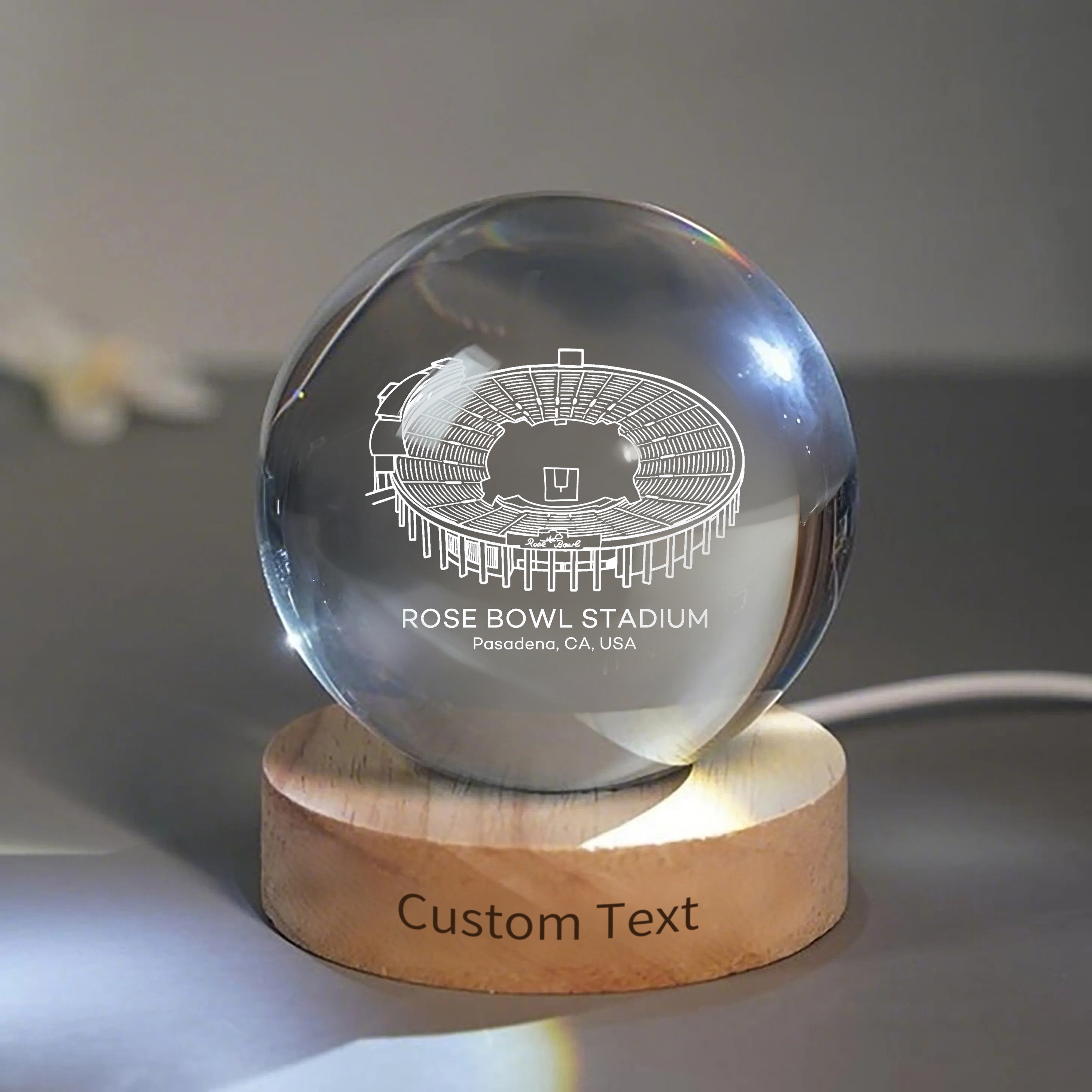 Rose Bowl Stadium 3D Spherical Crystal Ball Lamp | Game Day, Christmas for Sports Fans