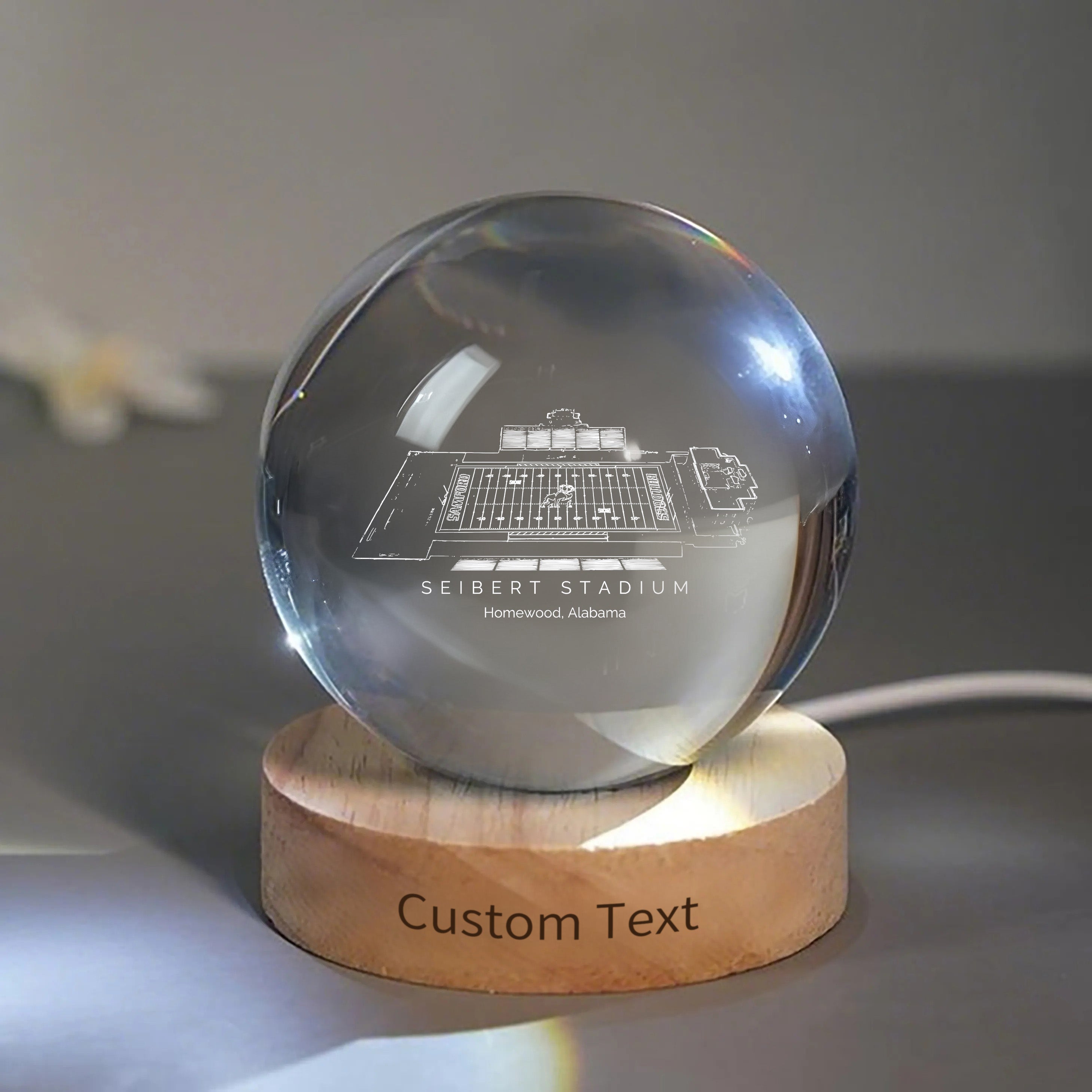 Seibert Stadium 3D Spherical Crystal Ball Lamp | Game Day, Christmas for Sports Fans