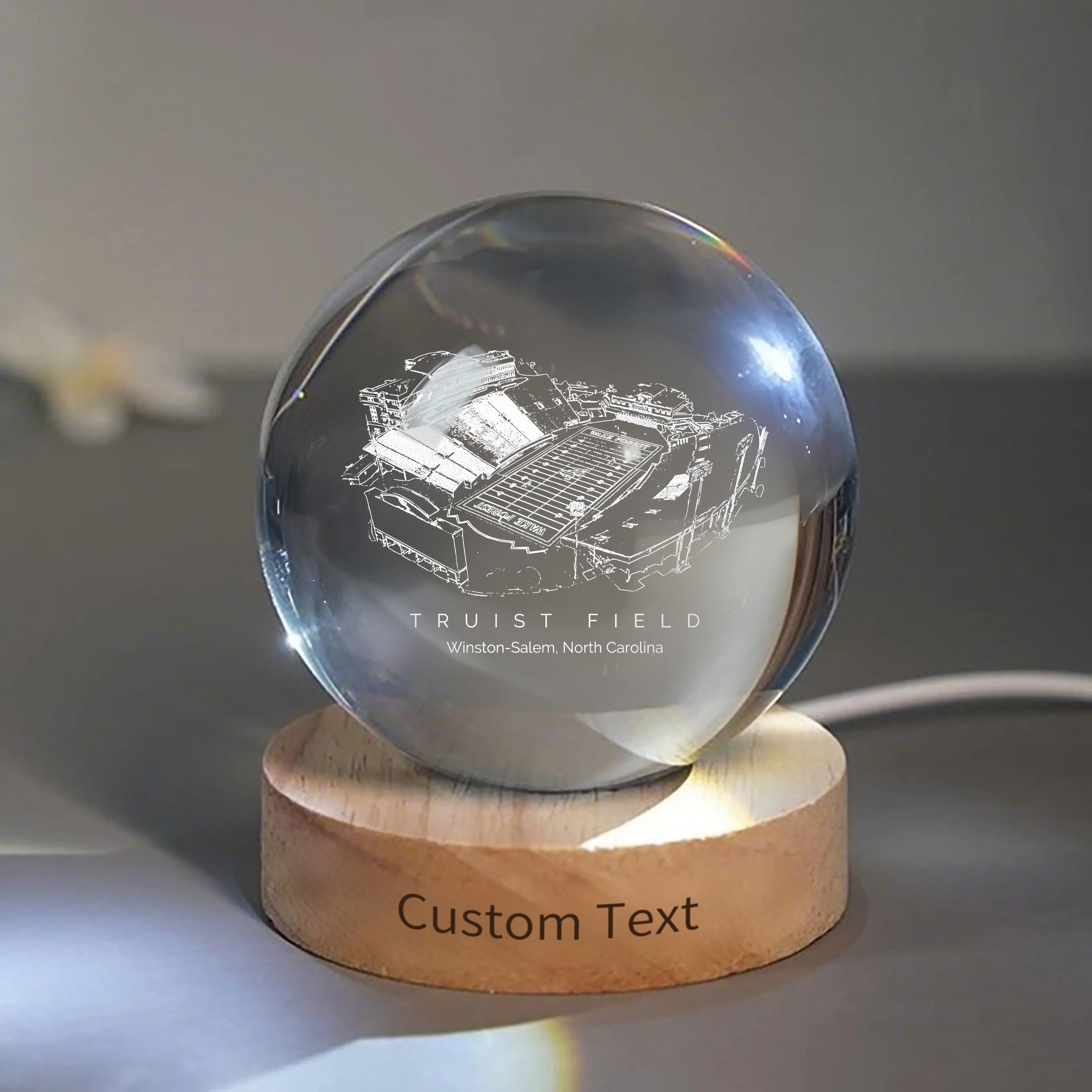 Truist Field 3D Spherical Crystal Ball Lamp | Game Day, Christmas for Sports Fans