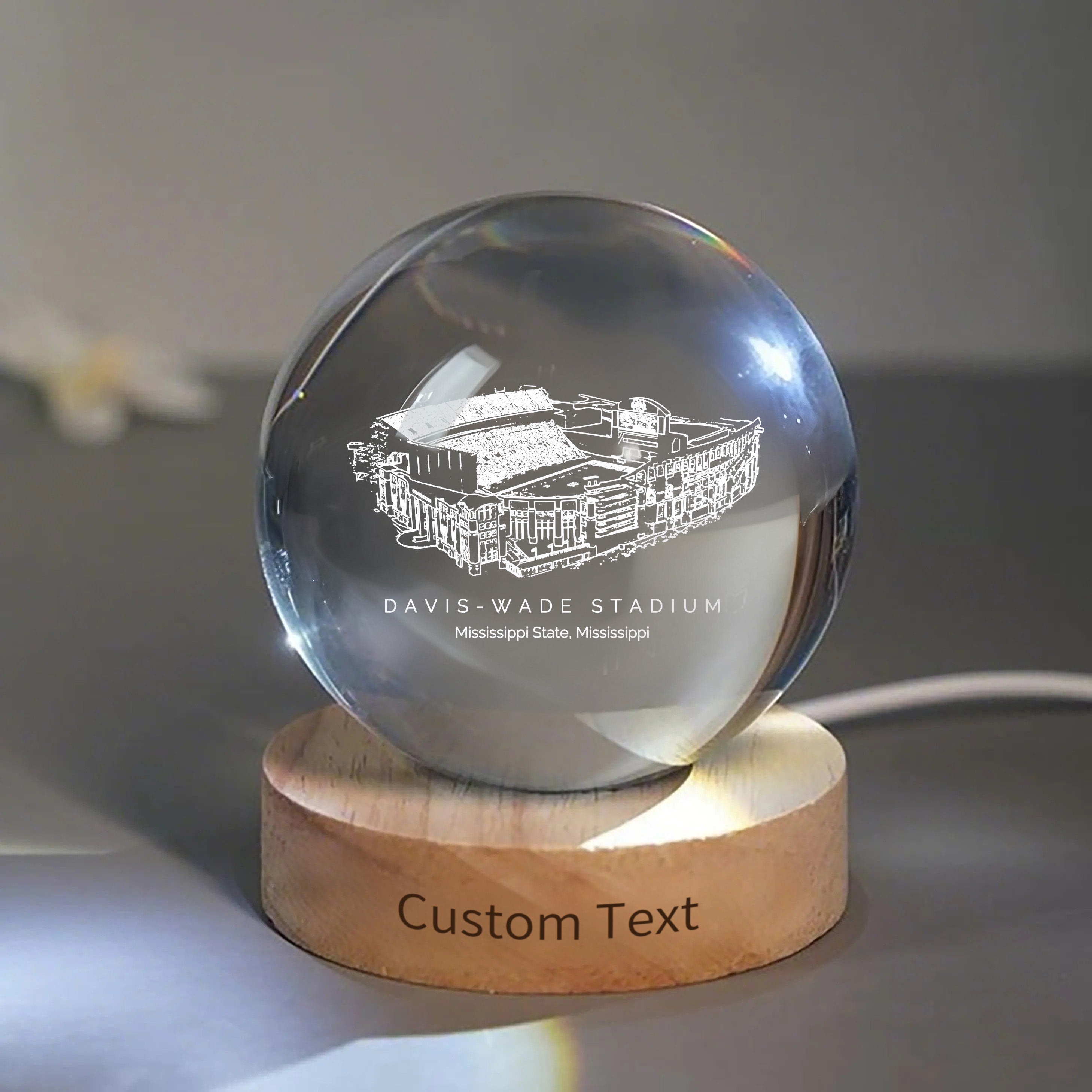 Davis Wade Stadium 3D Spherical Crystal Ball Lamp | Game Day, Christmas for Sports Fans