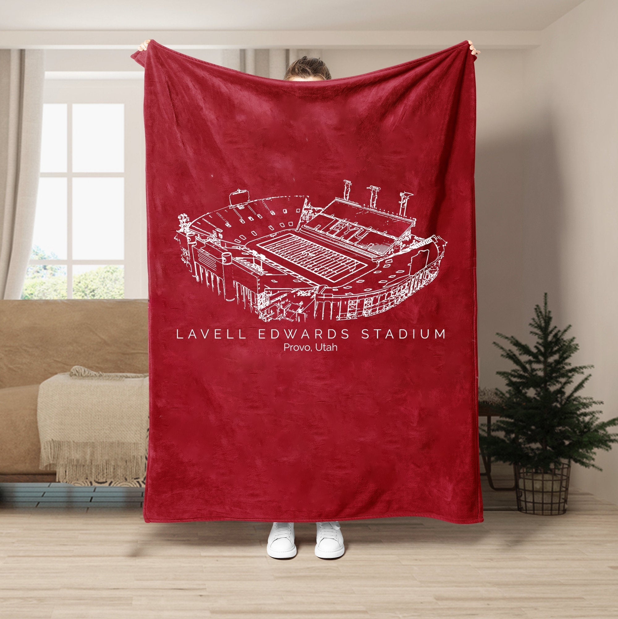 Custom Stadium Blanket LaVell Edwards Stadium - BYU Cougars football,College Football Blanket