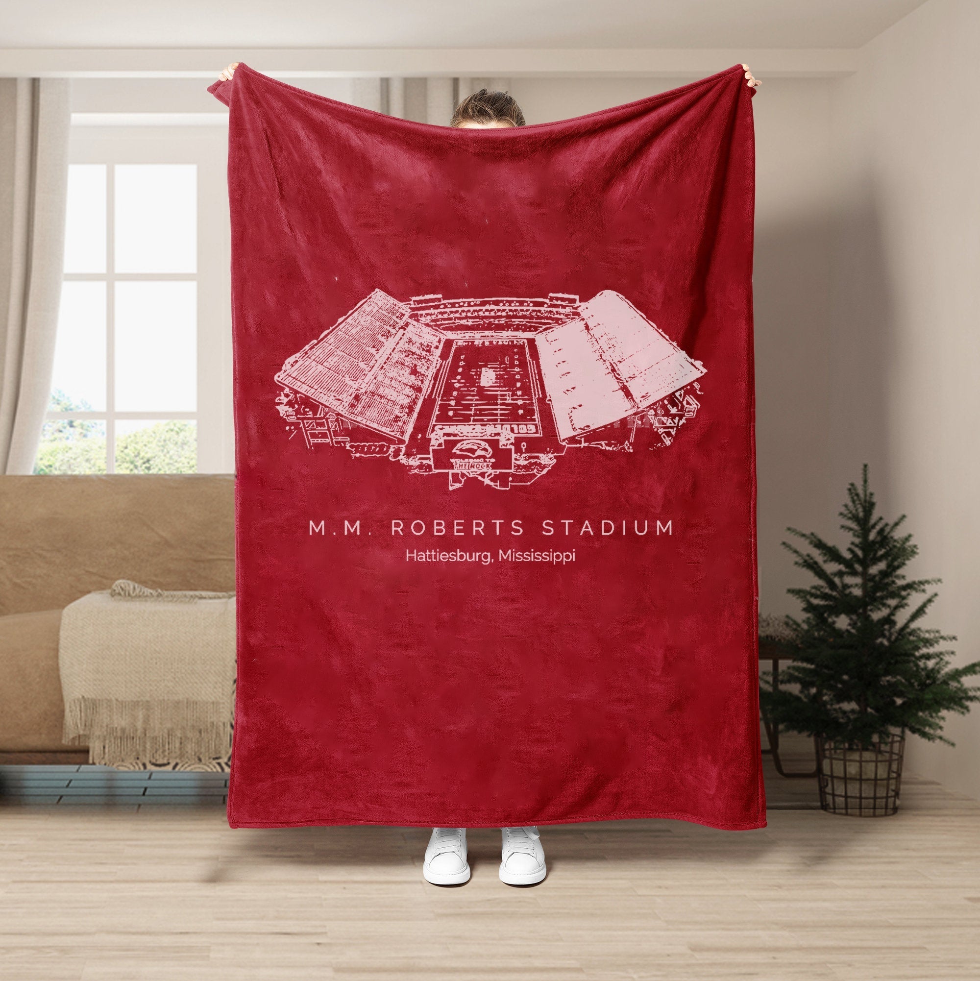 Custom Stadium Blanket M. M. Roberts Stadium - Southern Miss Golden Eagles football,College Football Blanket
