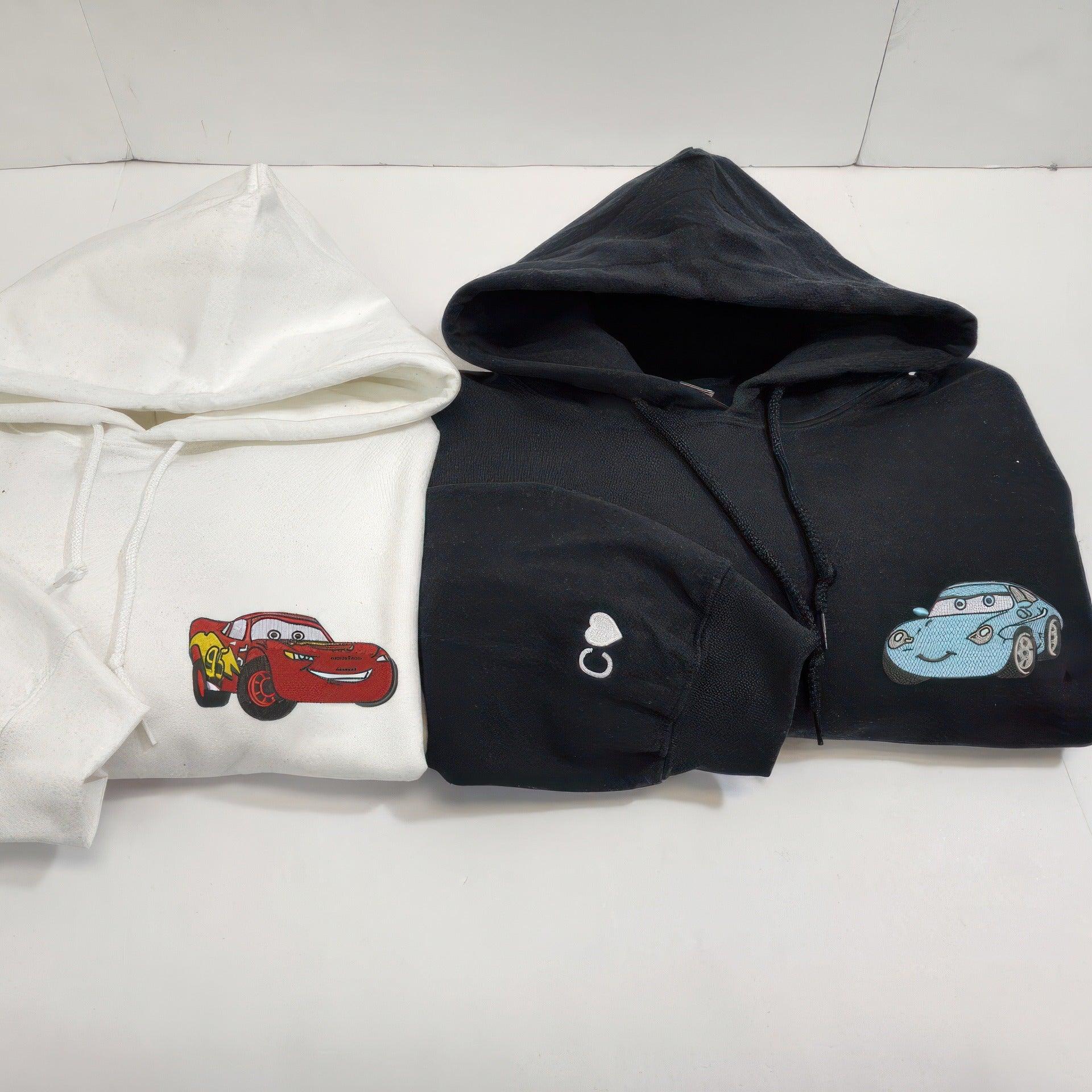 Custom Cars Sally Cartoon Couples Matching Embroidered Sweatshirts For Couples