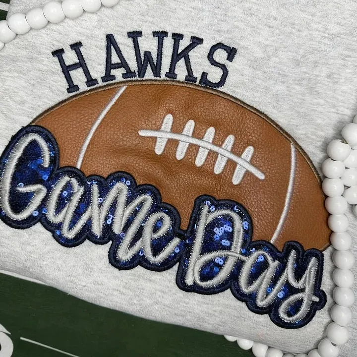 Personalized Football Sweatshirt with Side Bows Football Mom Game Day Embroidered Sweatshirt | Gifts for Sports Mom