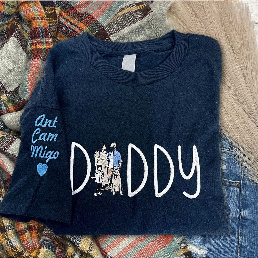 Personalized Dad Embroidered Sweatshirt Hoodie With Photo For Father's Day
